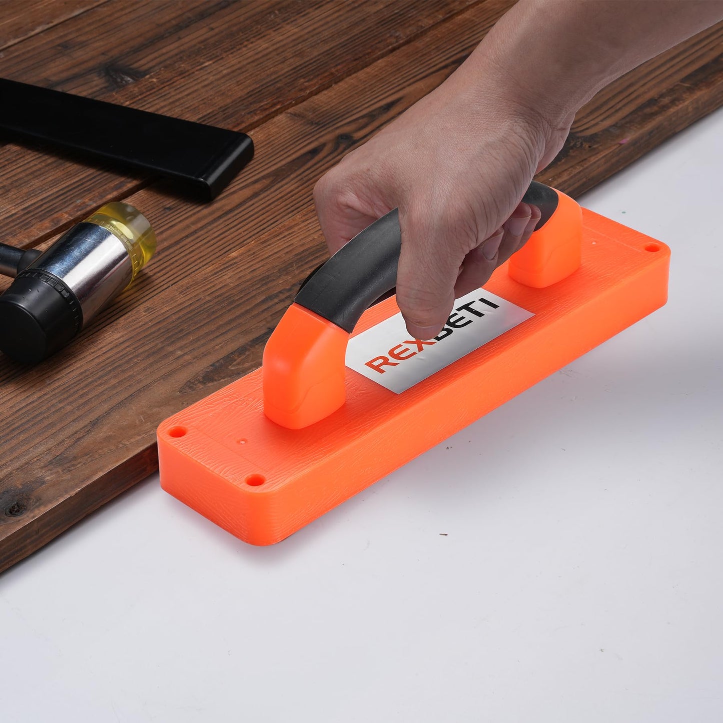 REXBETI Laminate Wood Flooring Installation Kit, LVP Installation Kit, Vinyl Flooring Tools - Tapping Block with Handle, Pull Bar, Double-Faced Mallet and Spacers