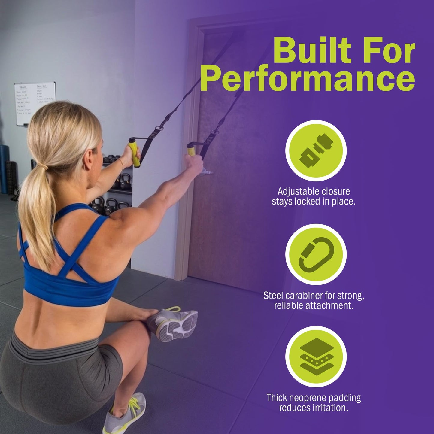 GoFit Gravity Straps Suspension Trainer with Exercise Manual, Adjustable Bodyweight Training System with Handles and Anchoring Strap for Full Body Strength and Stability Workouts