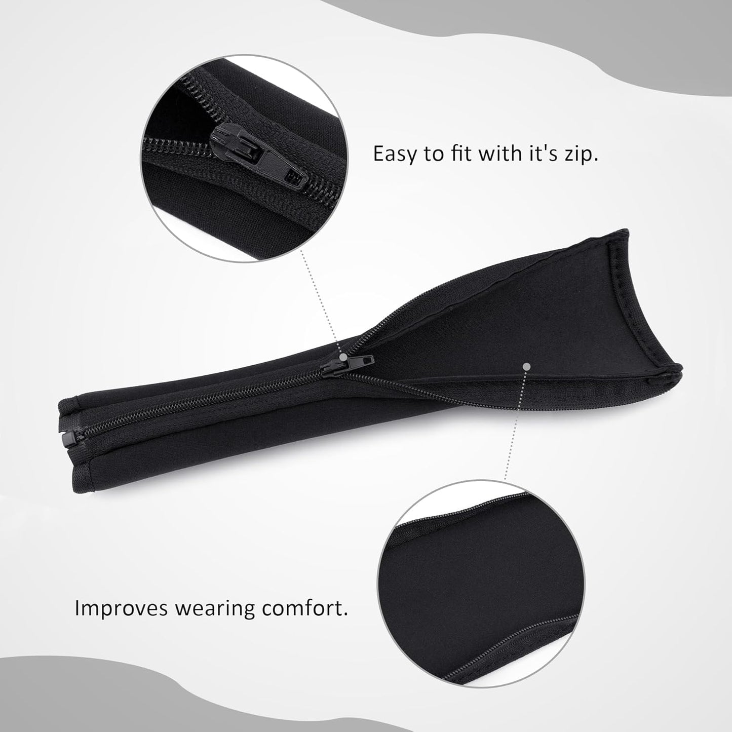 BlingKingdom Zippered Headband Cover for Headphones - Black