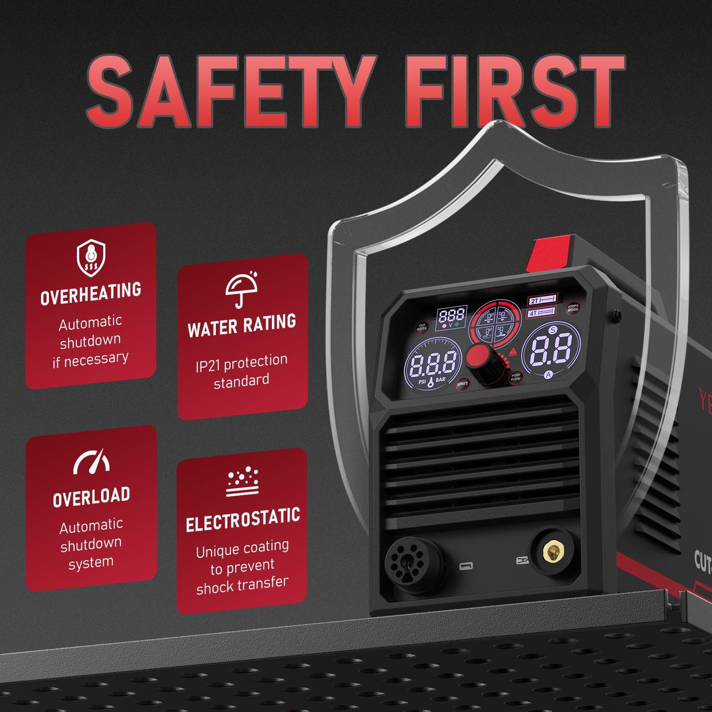 YESWELDER Plasma Cutter, 65Amp 110V/220V Non-High Frequency Non-Touch Pilot Arc 4-In-1 Plate Cutting/Grid Cutting/Gouging/Marking Multifunctional Plasma Cutting Machine CUT-65DS PLUS