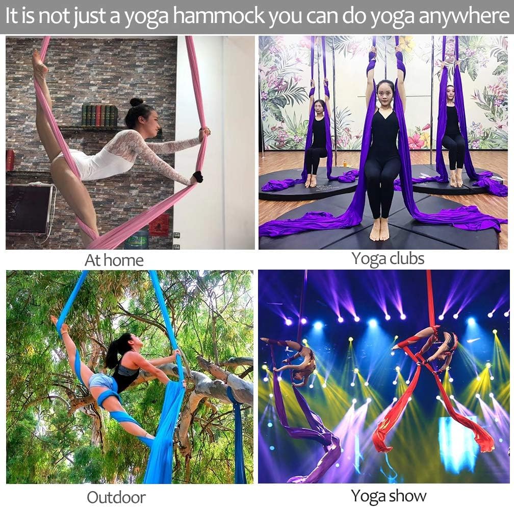 Aerial Silks Deluxe Equipment Set for Aerial Yoga, Aerial Yoga Hammock, Aerial Acrobatic,Circus Arts, Aerial Dance(L:10m W:2.8m)