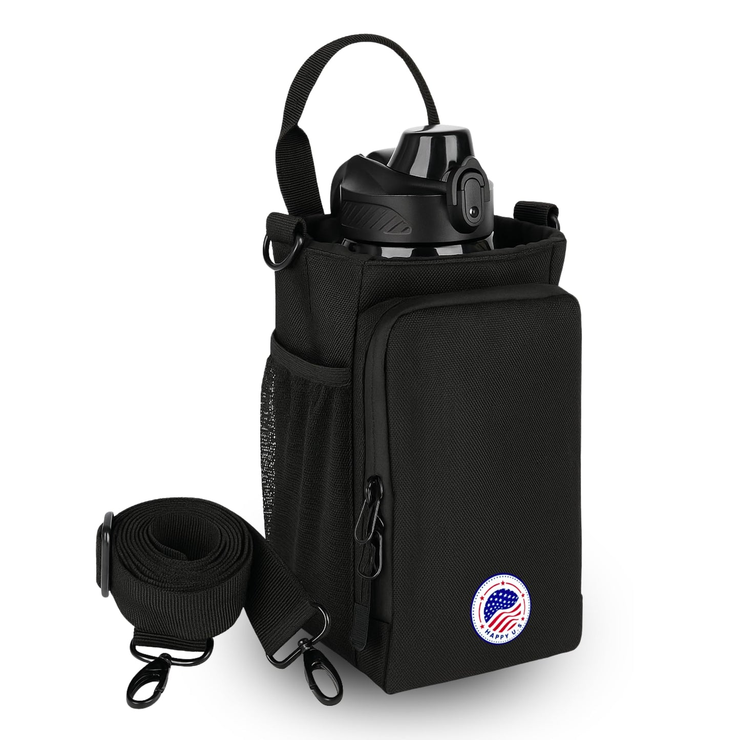 Happy U.S Magnetic Gym Bag - Water Bottle Holder with Strap for Men and Women - Magnetic Sling Carrier with Phone Pocket and SBS Zipper - Fits 40oz Bottles