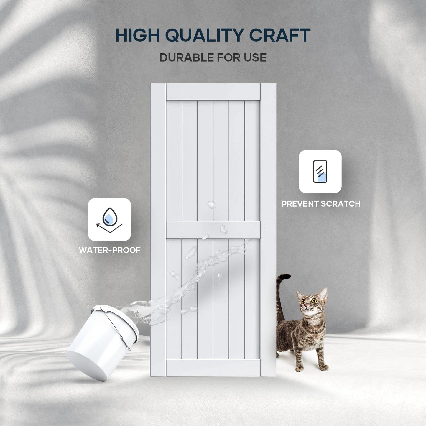 EaseLife 34 x 84 inch White Barn Door with 6FT Sliding Door Hardware Kit Included & Handle,Solid Wood Covered with Waterproof PVC Surface,DIY Assemblely,Easy Install,H-Frame,Fit 30-32in Wide Opening