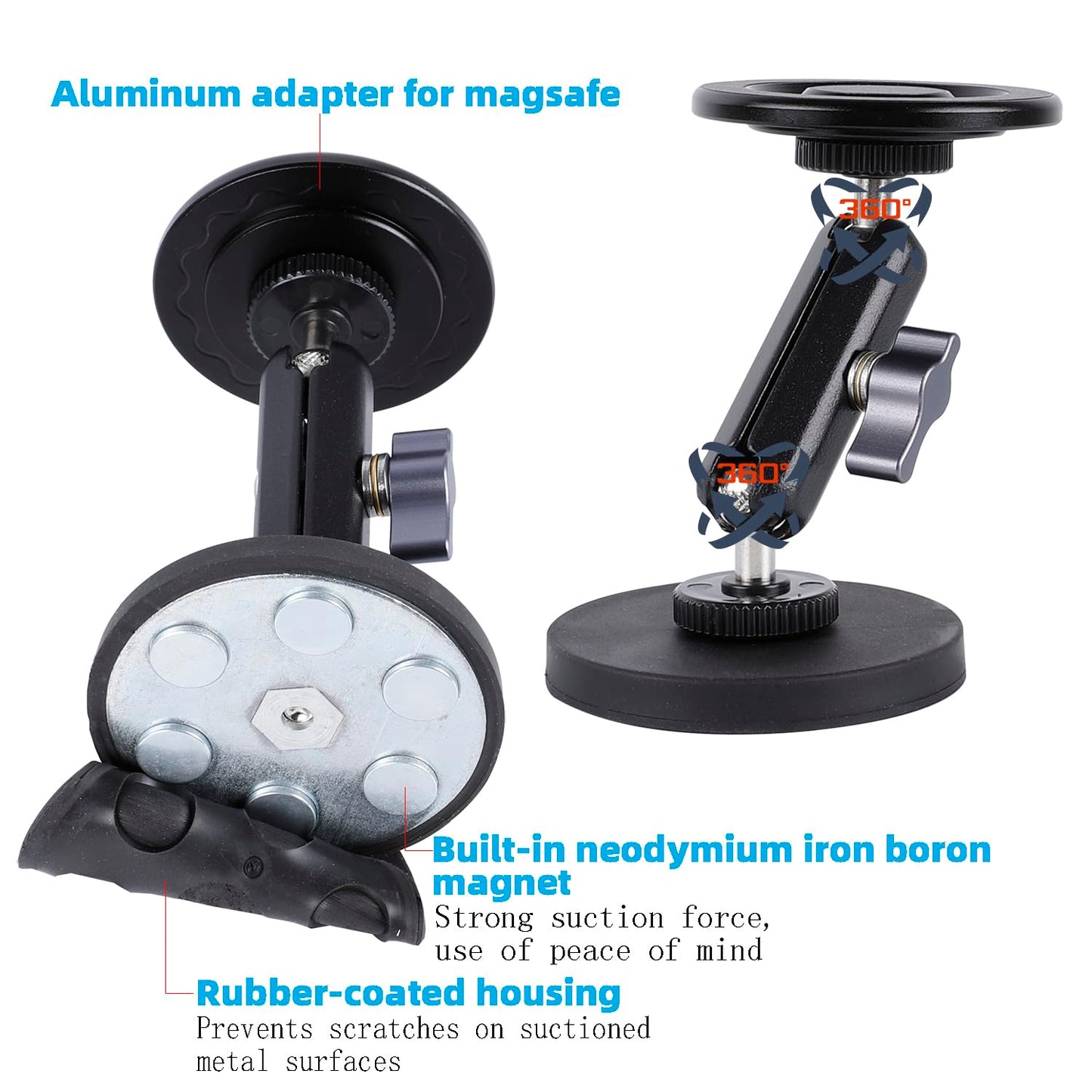 Gym Magnetic Phone Holder for MagSafe, Dual Magnetic Phone Mount for Gym Attach to Metal Surface, Compatible with iPhone 16 15 14 13 Pro Max MagSafe Case, 360° Adjustable, Perfect for Recording Video
