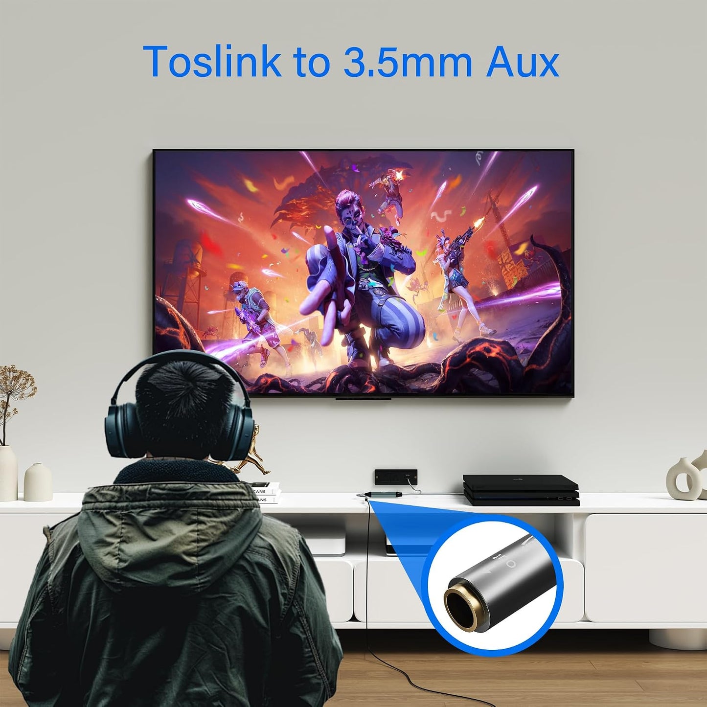 3.5mm 6.6 192kHz TV/PS4/DVD 2 Elecan Unidirectional Optical Male to AUX Female Audio Converter Cable Ft, DAC
