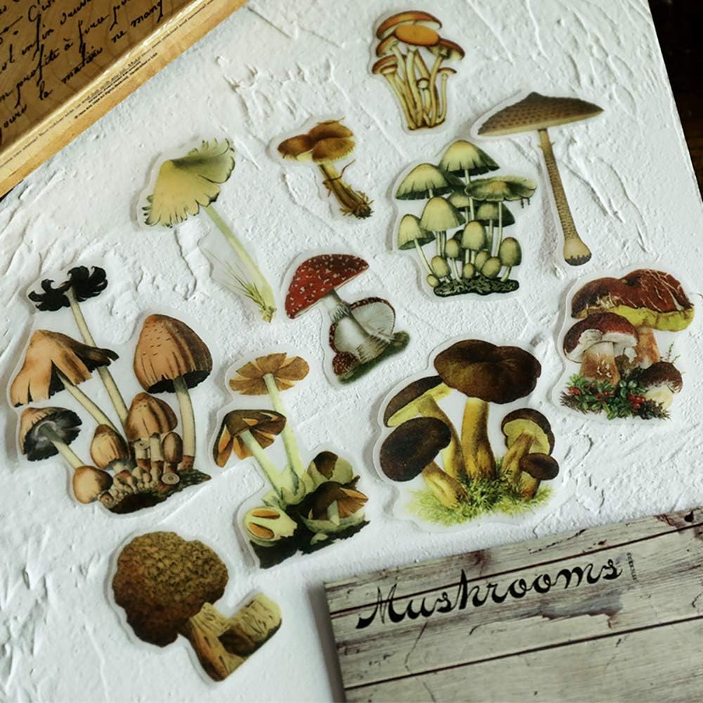 100PCS Pack Doraking Mushroom Stickers - Waterproof Paper Decals for Scrapbook Decoration, Sulfuric Adhesive, Irregular