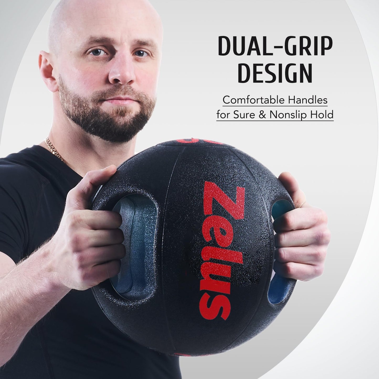 ZELUS Medicine Ball with Dual Grip| 20lb Exercise Ball |Weight Ball with Handles| Textured Grip Exercise Ball |Strength Training| Core Workouts