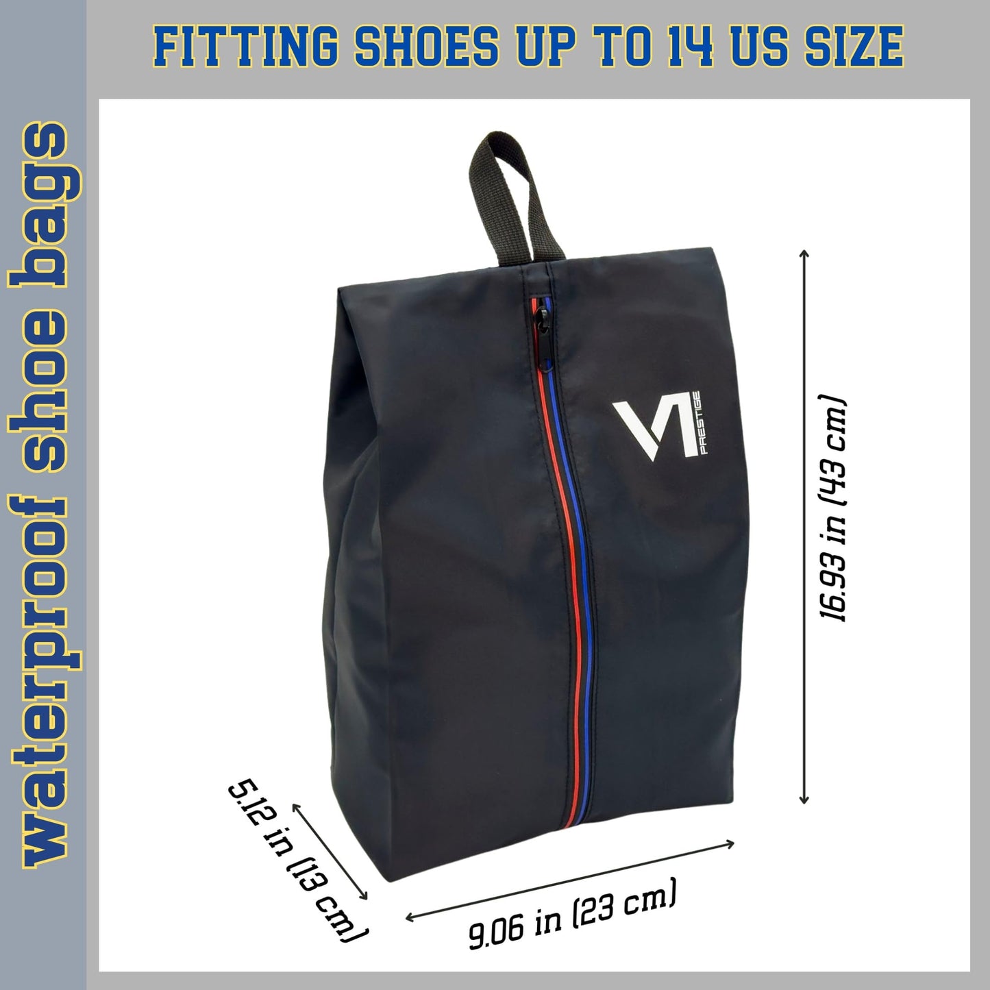 Shoe Bags for Travel with Waterproof Zipper-Durable Polyester Material Shoe Pouch - Large Size Gym Cleat Bag Smell Dust Proof Unisex/Lightweight 6-pack Set