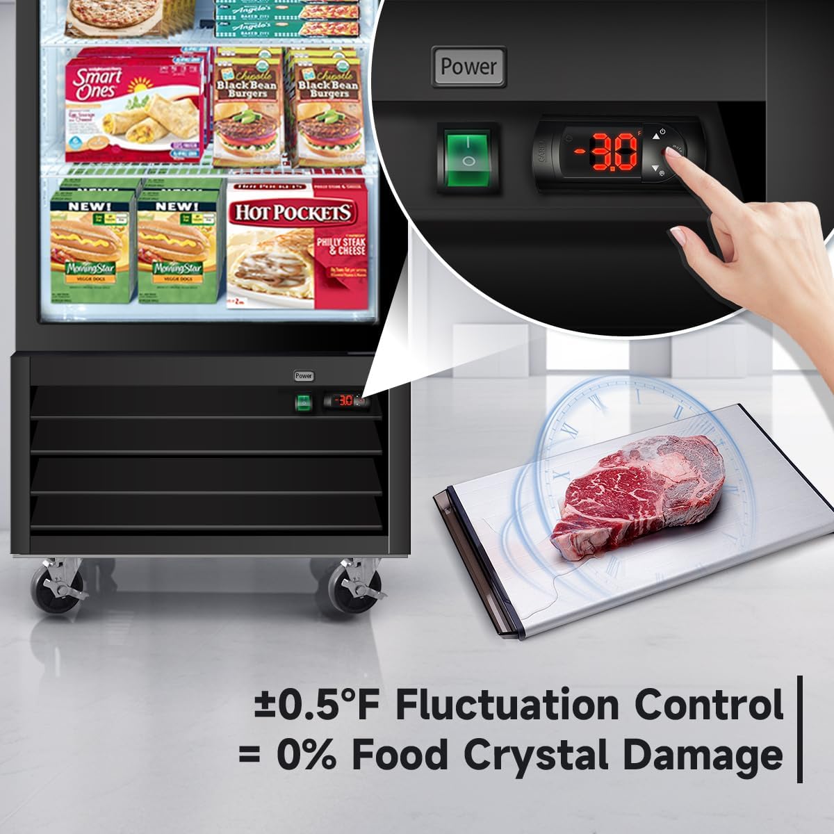 81" Commercial Upright Freezer with 3 Glass Door, 70 Cu.Ft Display Freezer Upright, -8~-1℉, Reach-in Fan Cooling Freezer with 12 Shelves & LED Top Panel for Restaurant Diner Bar, ETL Approved