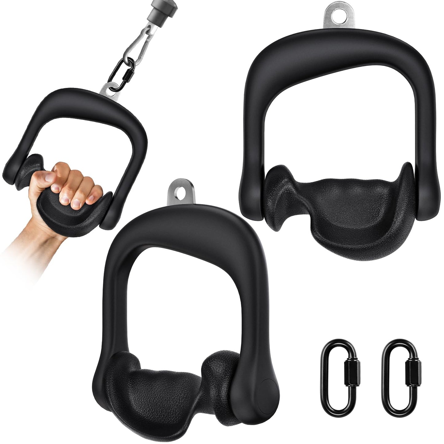 BeneLabel 2Pcs Ergonomic Grips D Handle Cable Attachment for Home Gym - Fits Your Hand Perfectly - Compatible with Cable Machines - 360 Rotation - 1000 lbs Weight Capacity