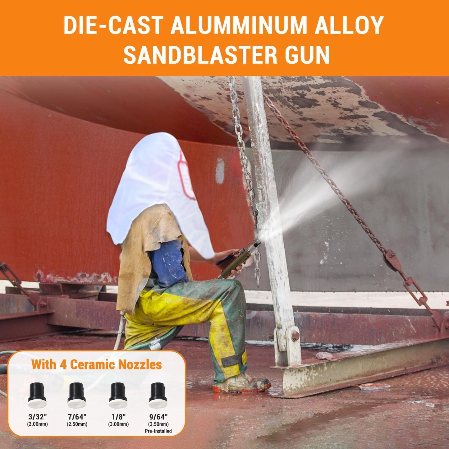 20 Gallon Sand Blaster Sand Blasting Machine, 60-110 Psi Pressure Air Sand Blasting Kit with 4 Ceramic Nozzles & Oil-Water Separator, Portable Abrasive Blaster for Paint Stain Rust Removal