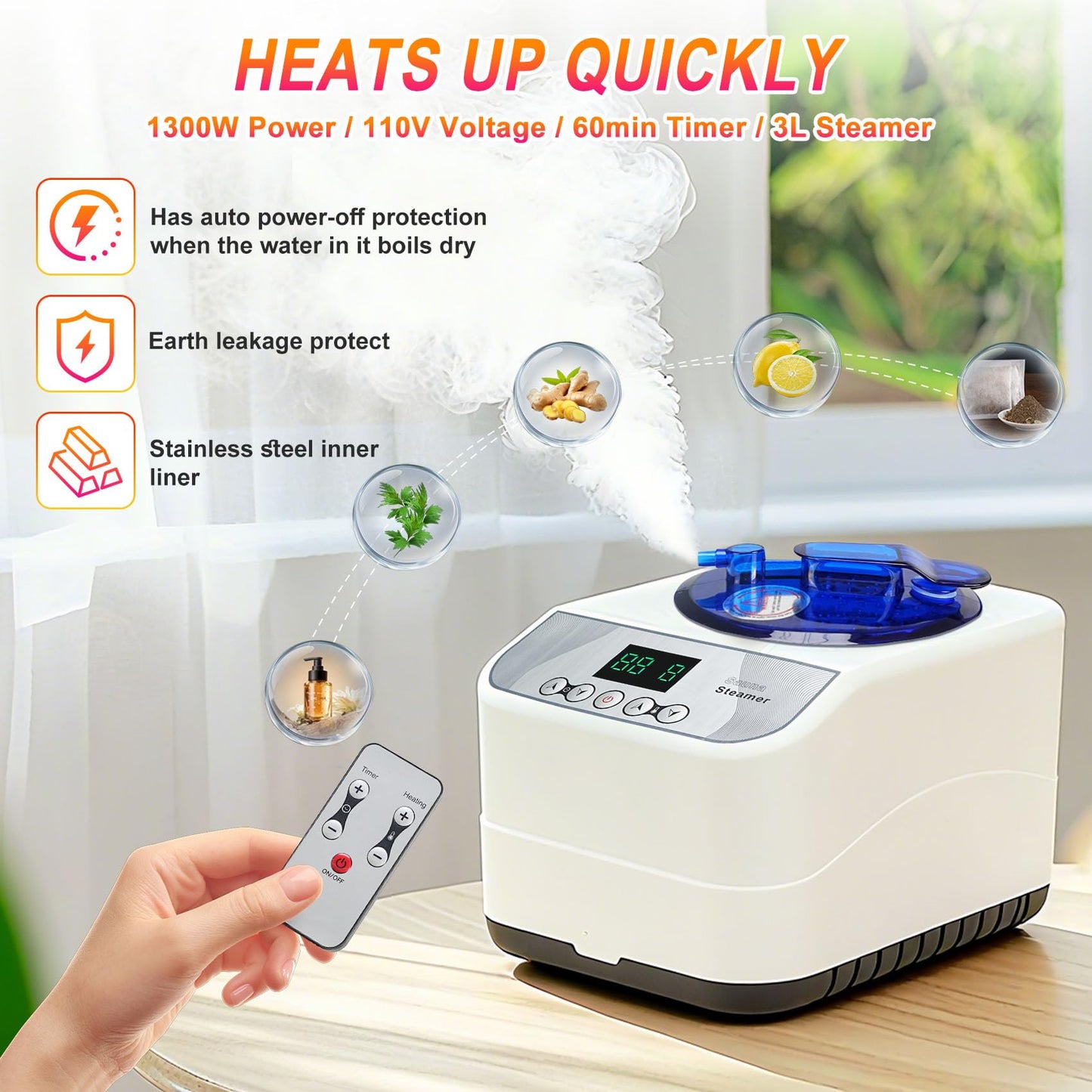 STEECA Portable Infrared Sauna Box for Home, Steam Sauna Tent with 1300W 3L Steamer, Full Body Relaxation for Indoor Use