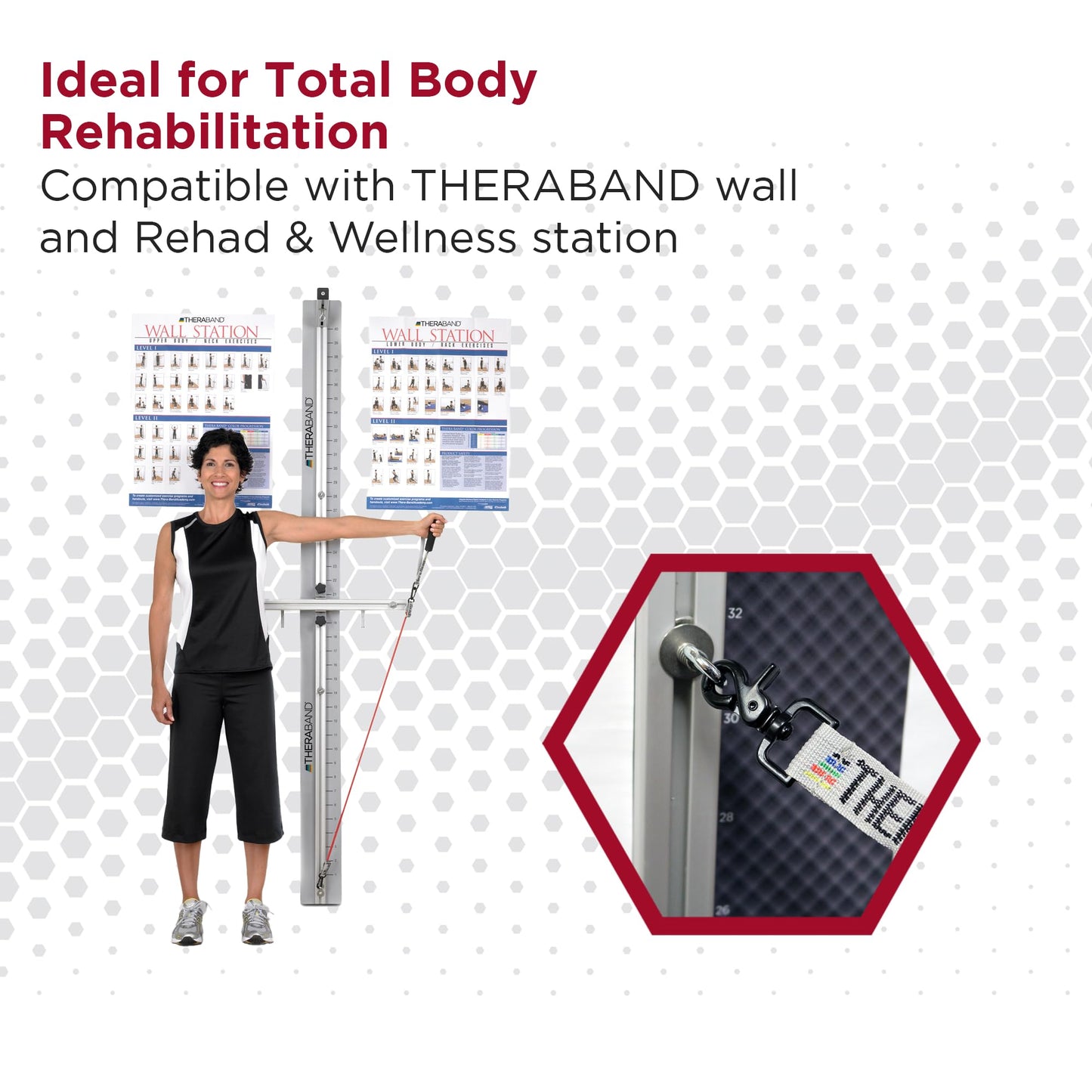 THERABAND Resistance Tubing with Connectors for Wall, Rehab & Wellness Station, Medium Level 3, Set of 2, 24-Inch Red Tubing for Physical Therapy, Exercise, Rehab, Clinics & Pilates, Latex Tubes