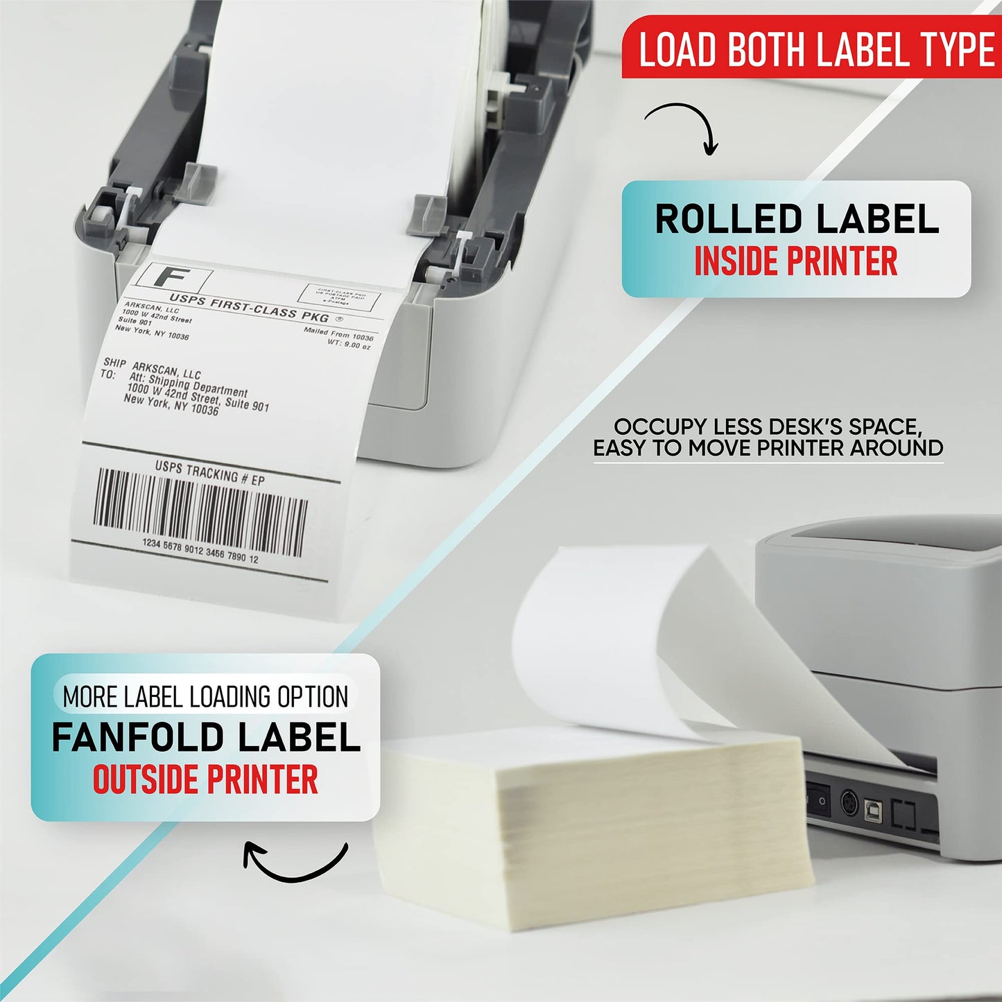 Arkscan 2054K-WF Shipping Label Printer Support USB & WiFi Connection, Work w/iPhone Windows Mac Chromebook Android Support Amazon Ebay Paypal Shopify Shipstation UPS USPS FedEx Direct Thermal Labels