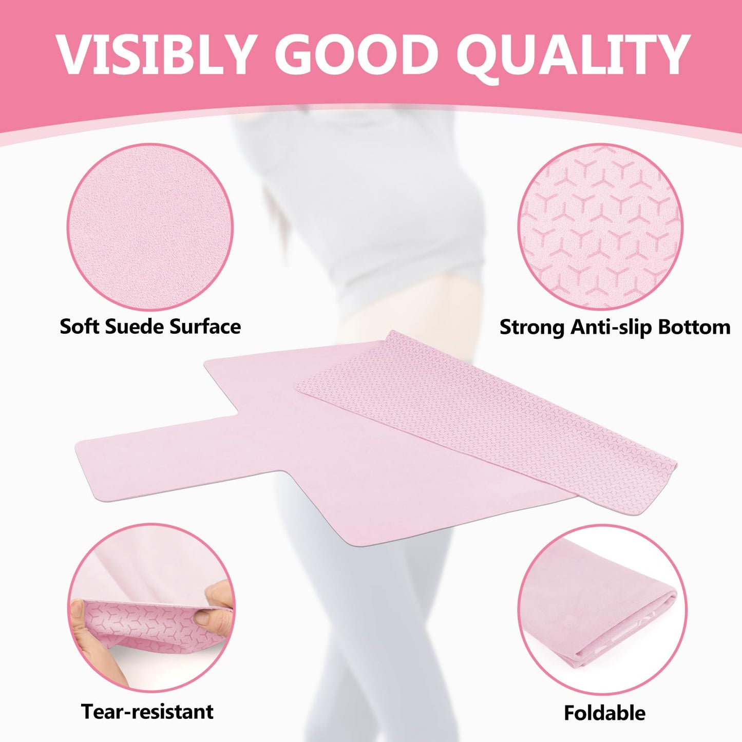Non-Slip Pilates Reformer Mat, 2mm Thick Pilates Reformer Machine Cover Mat, 39" x 24" Foldable Washable Absorb Sweat Accessory for Home, Studio, Gym Fitness (Pink)