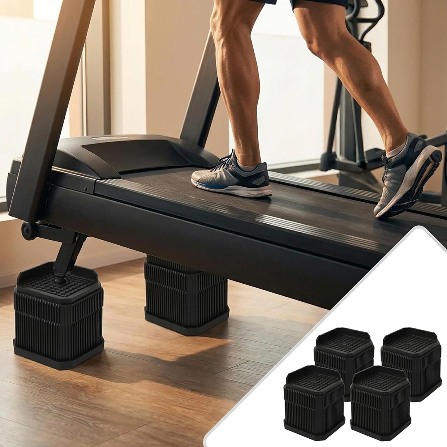 Customizable Treadmill Incline Riser Blocks: 4 Pack Adjustable 1/2/3 Inch Height Lift for Custom Uphill Training, Anti-Slip Heavy Duty Plastic 4000 LBS Stackable Walking Pad Levelers for Home Gym