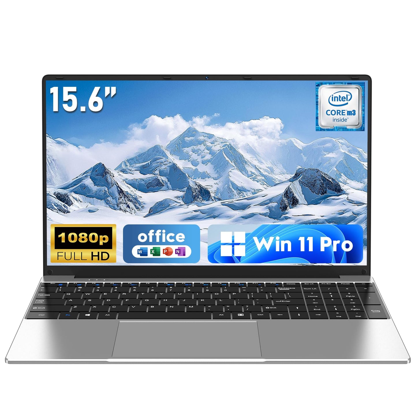 NAIKLULU Laptop Computer, Win 11 Pro Lap Top, 15.6 Inch Laptop PC 2026, 16GB RAM 256GB SSD, M3-6Y30 Processor, FHD Display 1920 * 1080P, WIFI5, BT4.2, 5000mAh Battery, for School Business Student