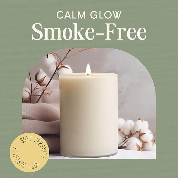Mister Candle Dripless Vanilla Scented Ivory Pillar Candle Hand Made Vanilla Pillar Candles with Essential Oils for Home Decor, Premium Wax, 100 Hr Burn Time (4x6 inch)
