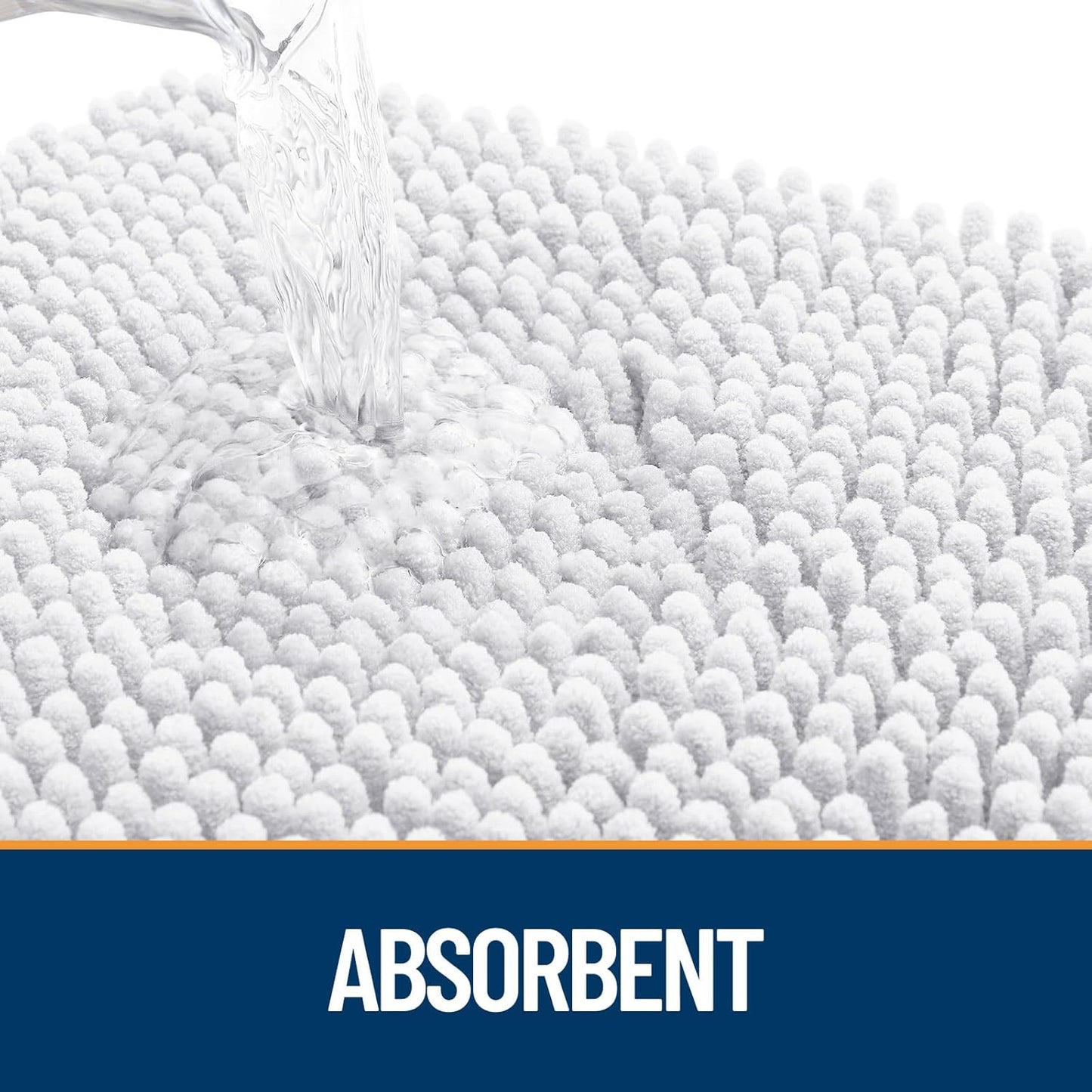 OLANLY Dog Door Mat - Absorbent Non-Slip Washable Chenille Mat for Muddy Paws | 70x24 Inches, White
