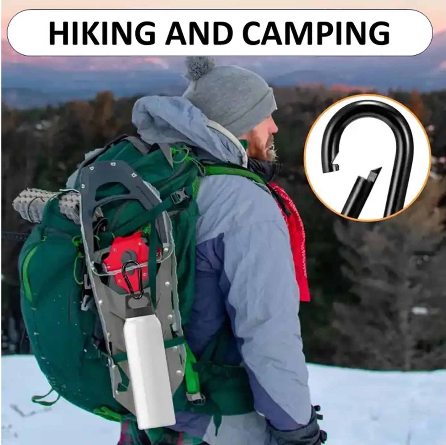 Branded Boards Black & Silver Zinc-Galvanized Heavy Duty Bushcraft Carabiner Spring Snap Clip Link Hooks 200-500lb Load 2, 6 & 12 Packs (Black-5cm-6 Pack)