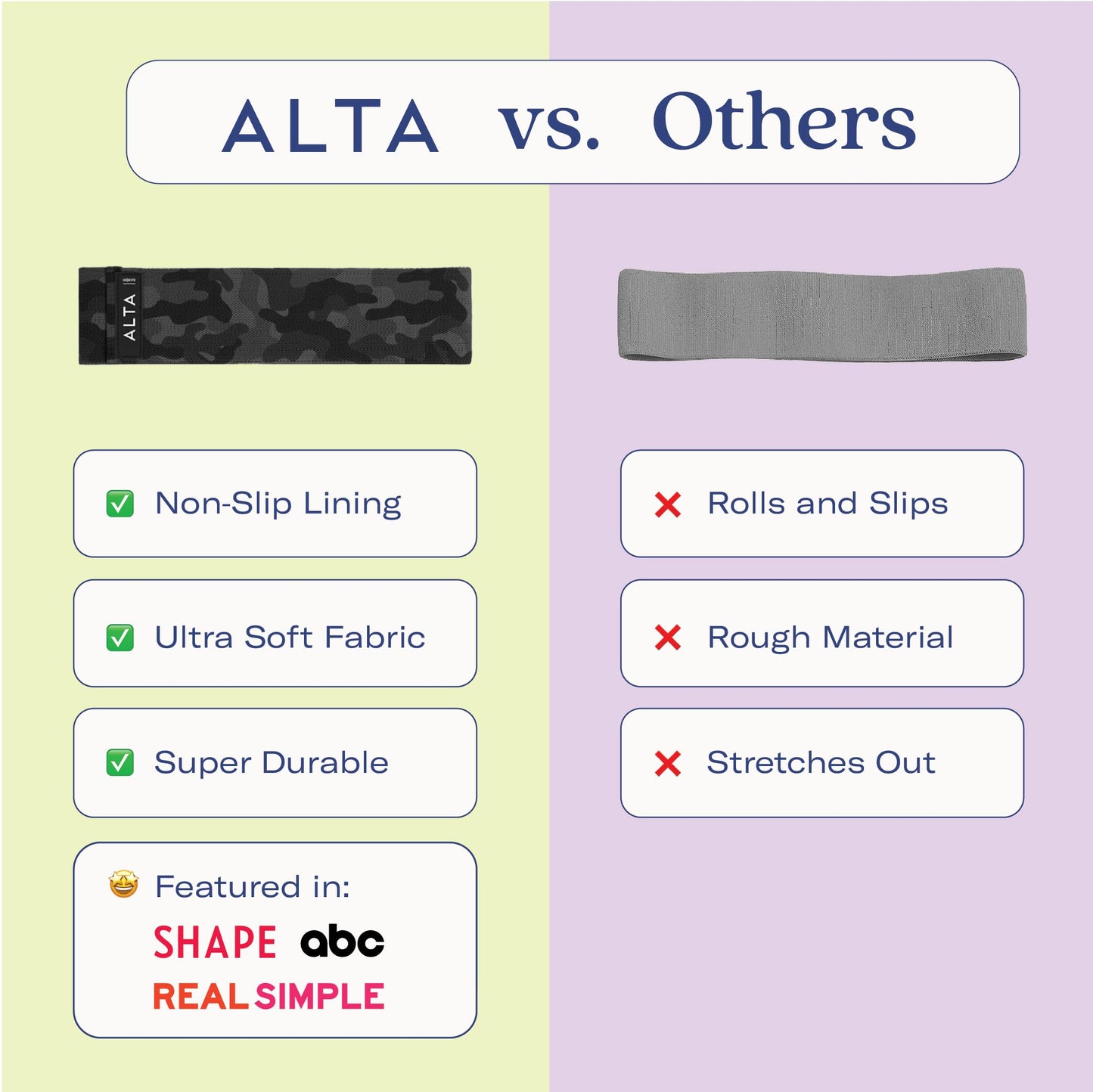 ALTA Booty Bands for Women - Premium Non-Slip Fabric Resistance Bands for Working Out - Cloth Resistance for Legs, Fabric Exercise Leg Straps for Working Out Women, Looped Hip Loop Set