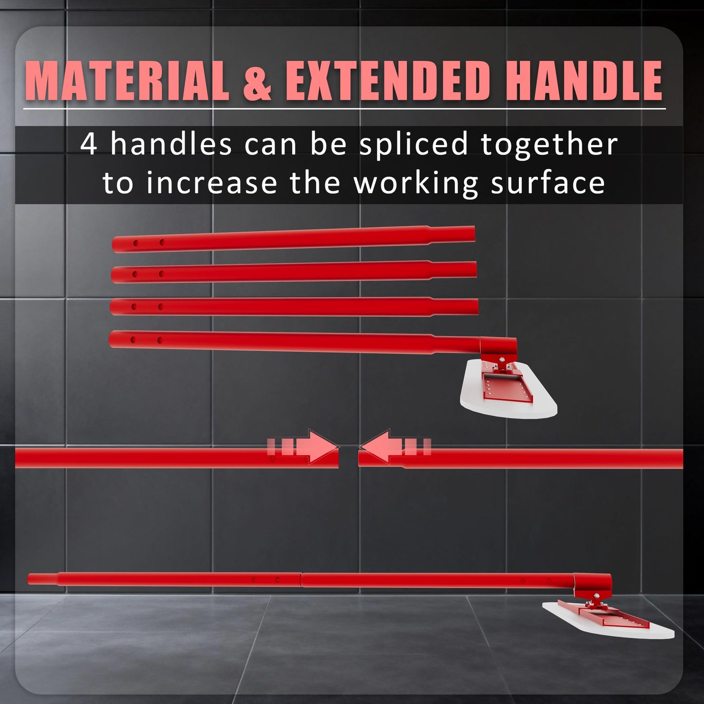 48" x 8" Concrete Bull Float Kit, Stainless Steel Round End Finishing Trowel with 47'' Adjustable Handle, Heavy Duty Concrete Smoothing Tool for Cement, Driveway, Patio