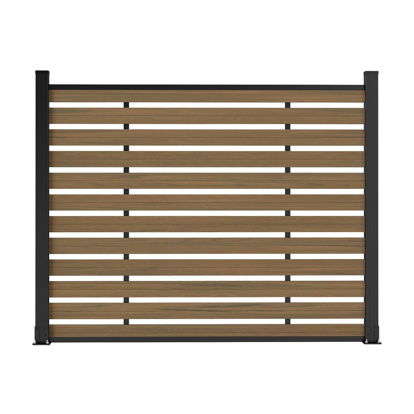 Treslam Outdoor Privacy Fence WPC, AC Unit Air Conditioner Screen 5 FT(H) x 6 FT(W) Trash Can with Aluminum Alloy Post, Decorative Fencing, Brown with 2 Post