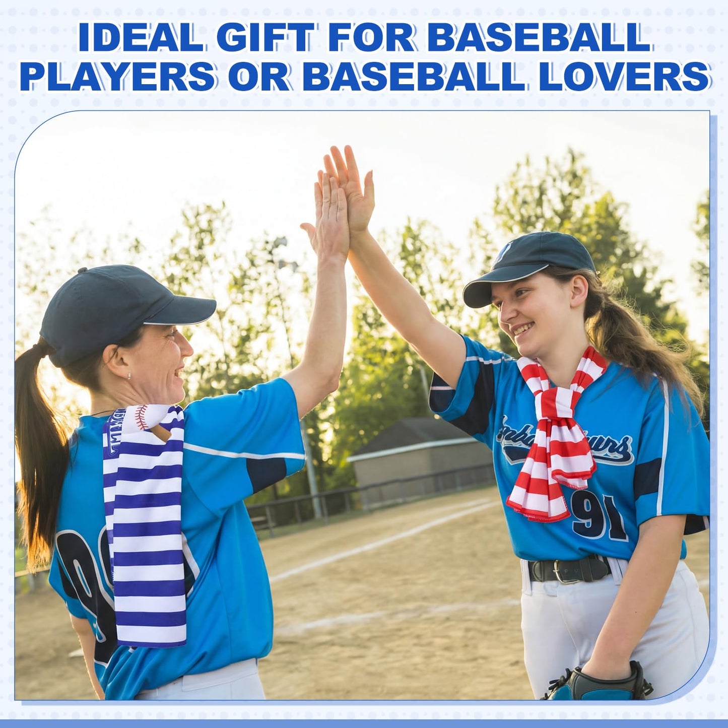 Mindsoft 12 Set Baseball Cooling Towels for Sports Team Gifts with Carrying Pouch 40 x 12 Inch Baseball Towels Bulk Microfiber Ice Cooling Rags for Birthday Party Favors Swag Bag Stuffers