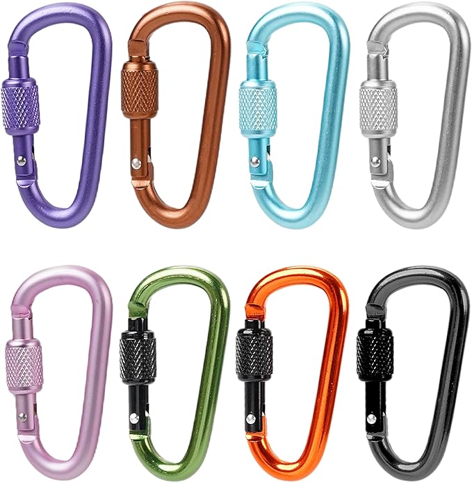 Multi-Pack Aluminum Carabiner Clips, 2" Ultra-Light Spring & Locking for Key,Hiking, Outdoor Activities