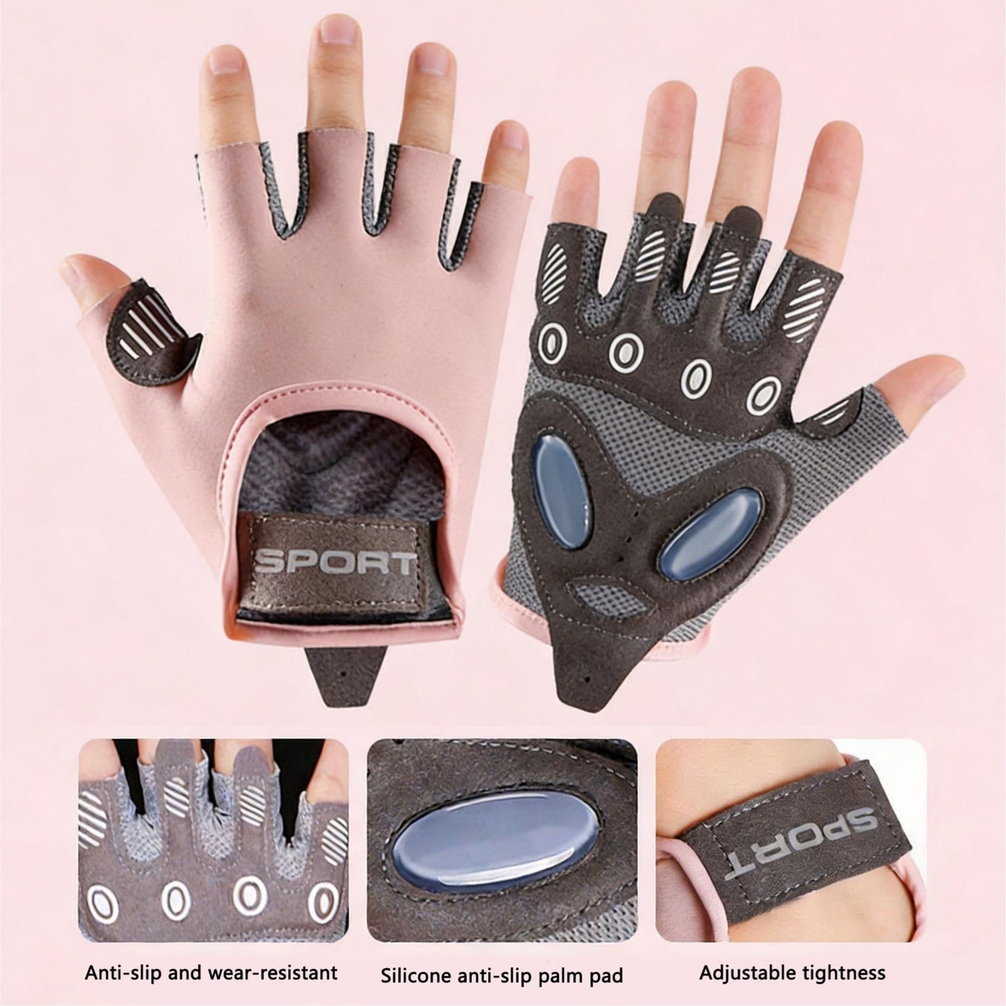 CaySep Workout Gloves for Women Lightweight Breathable Fingerless Gym Gloves for Weightlifting Cycling Gym Training