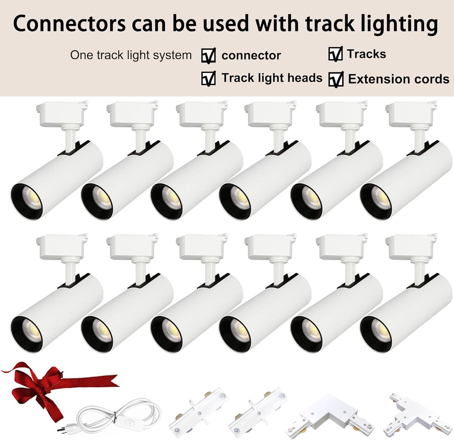 Skiennix H Type Track Lighting Connector - Flexible White 3-Wire Adjustable Accessory