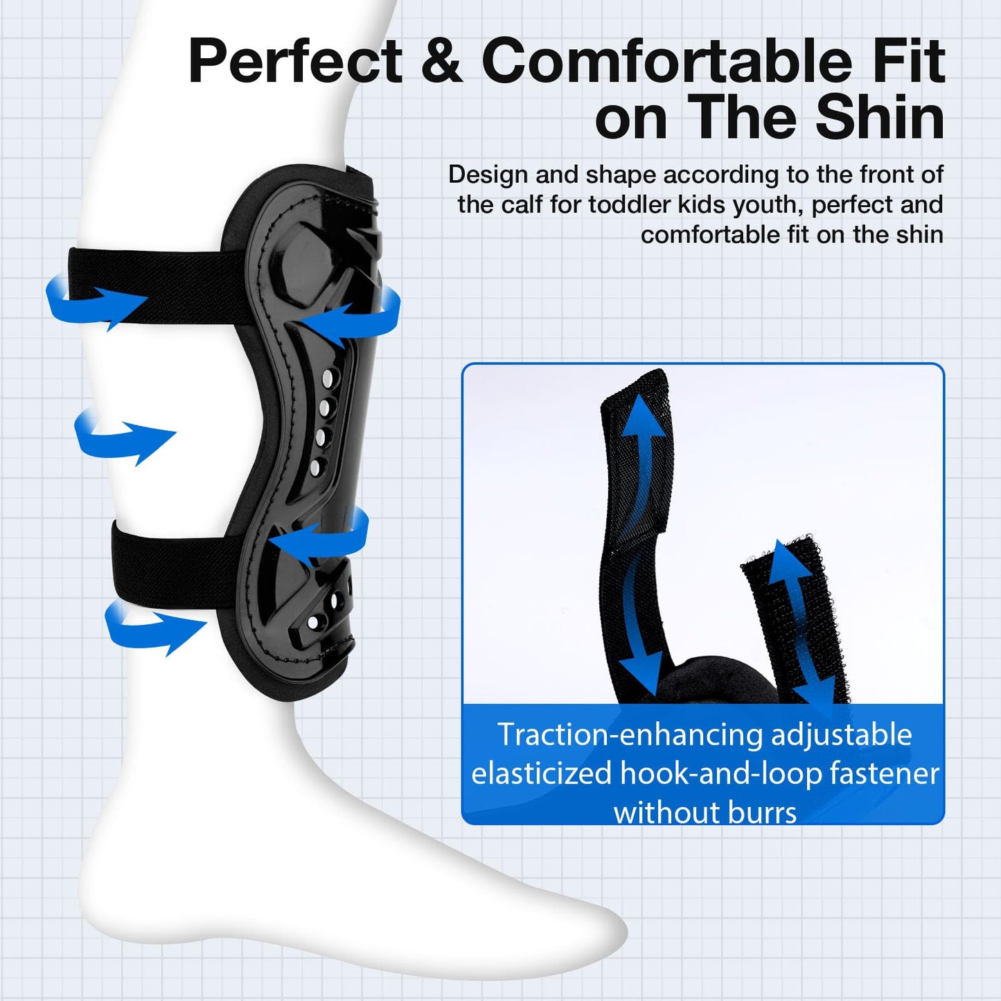 2 Pairs Soccer Shin Guards for Toddler Kids Youth, Soccer Shin Pads with Adjustable Double Strap for 3-14 Years Old Boys Girls Child Teens