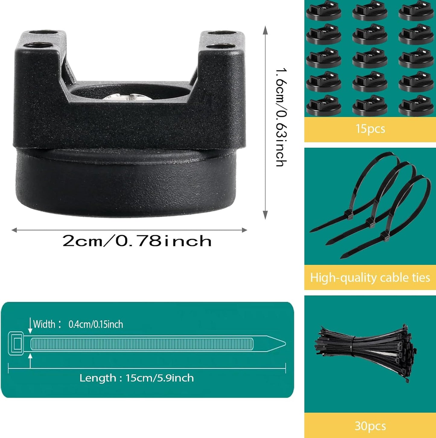 SangAncons zbab1 25LBS 22mm, 15 Magnetic Zip Tie Mount Base, Strong Magnetic Wire Holder & Cable Clips,Magnetic cable