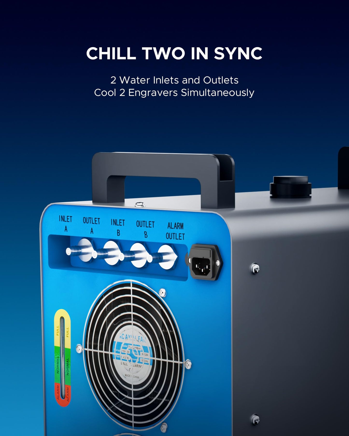OMTech 6L Dual Industrial Water Chiller 0.9hp 3.2gpm 2 Inlets & Outlets Powerful Water Cooling System CW-5202 Water Cooler to Chill Two 60W 70W 80W 90W 100W 120W 150W CO2 Laser Engraving Machines