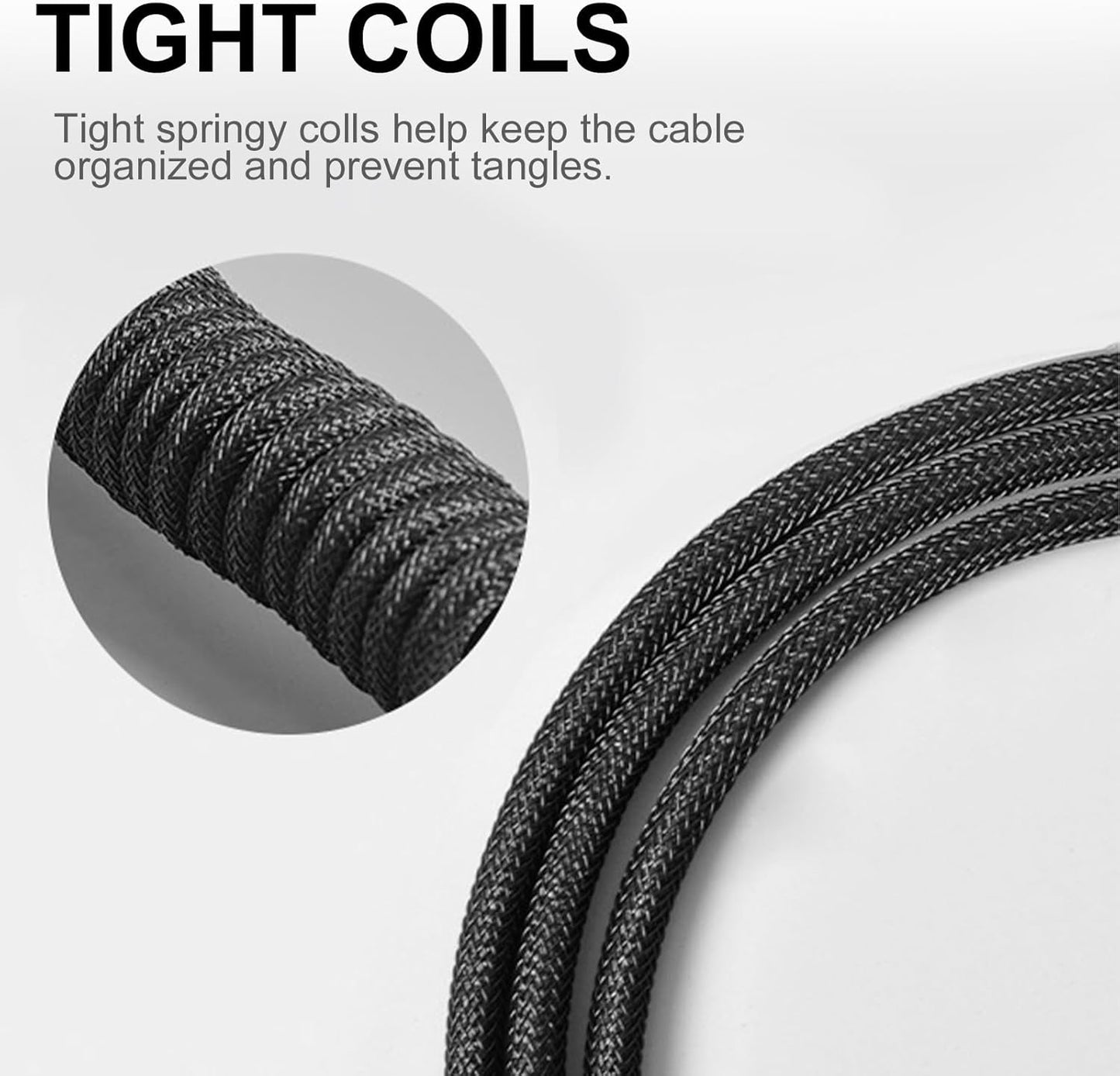 Generic 1.5M Coiled USB C Keyboard Cable for Gaming Keyboard, Double-Sleeved Mechanical Keyboard Cable with Detachable