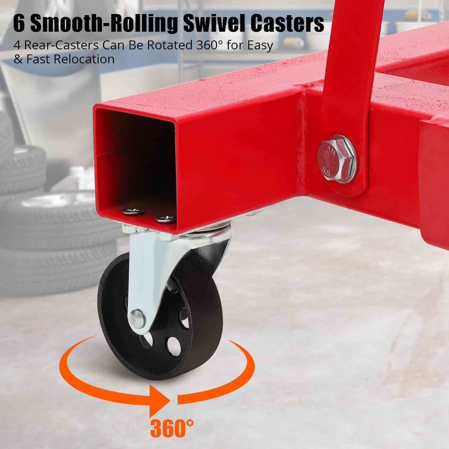 EliteEdge 2 Ton Engine Hoist, Folding Cherry Picker Engine Hoist with Lever, 6 Casters, 4400lbs Hydraulic Engine Crane, Heavy Duty Shop Cherry Picker for Garage and Workshop Engine Lifting