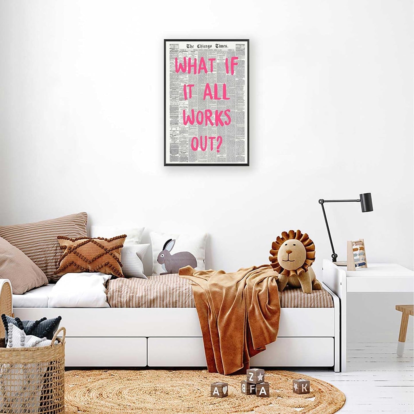 Skiennix Retro Newspaper Poster - Positive Affirming Quote Canvas Wall Art | Minimalist Design 12x16in Framed