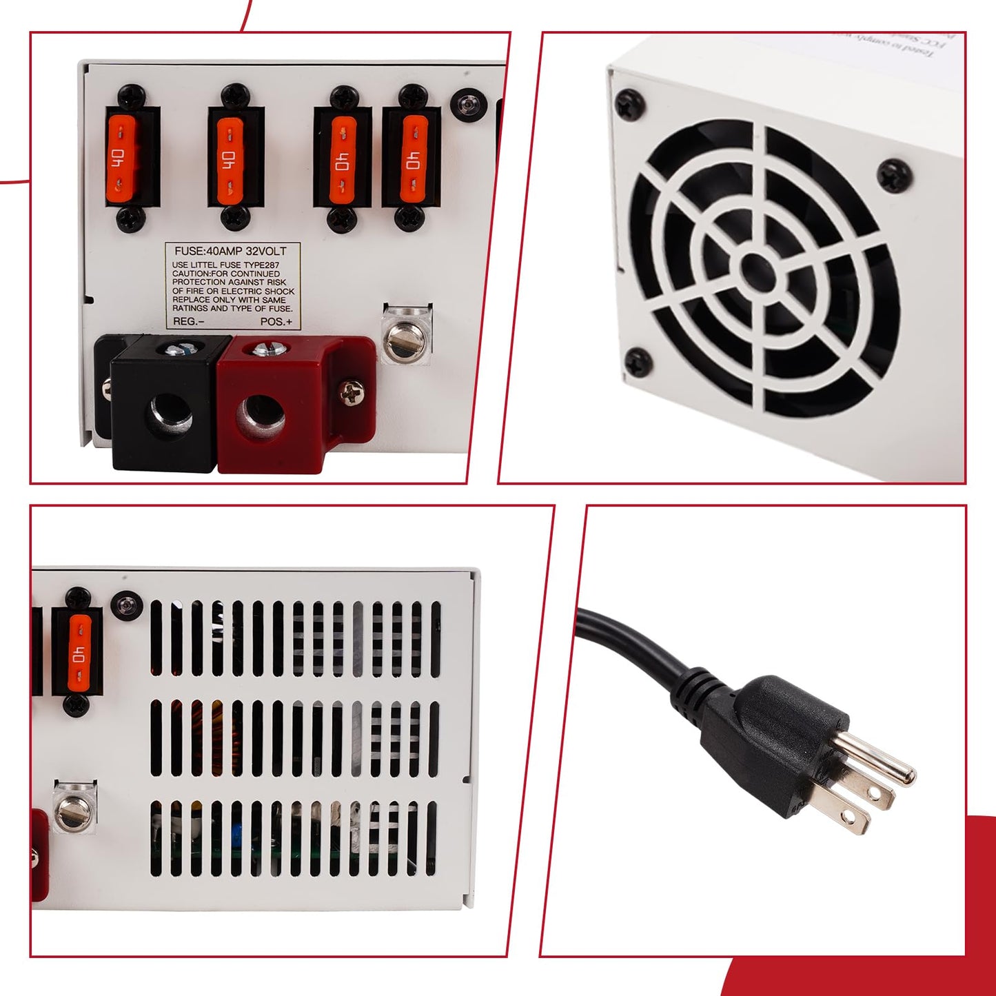 HRepair PM3 100 Amp RV Power Converter 100A 110V AC to 12V DC 100 Amp Battery Charger RV Power Converter Replacement PM3-100LK PM4-100丨White