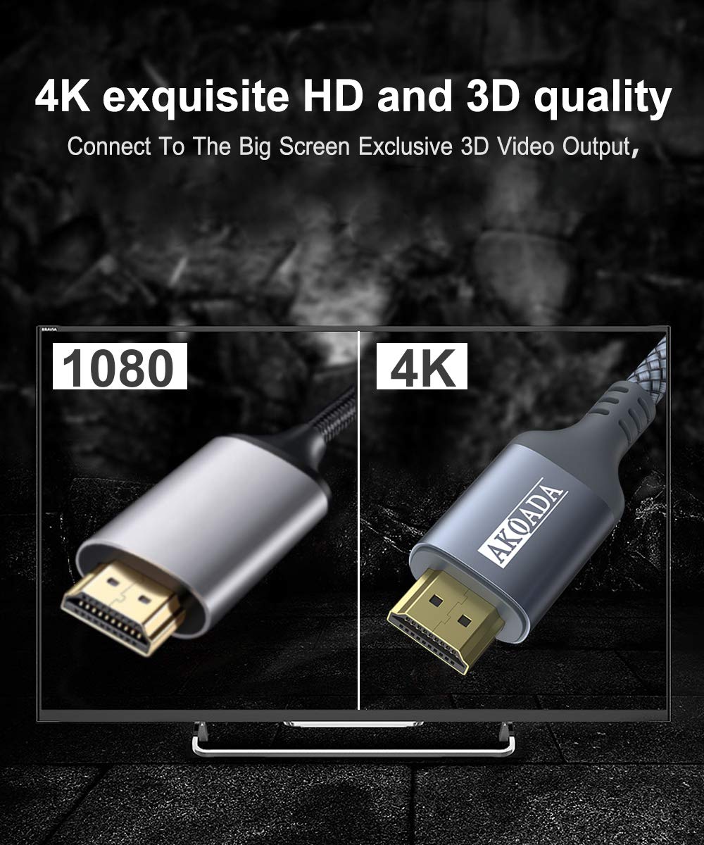 4K 15FT, 18Gbps 2.0 4K@60Hz 2K, 3D PS5/4, AkoaDa HDMI Cable High Speed Gaming Cord HDR, ARC Compatible for UHD TV