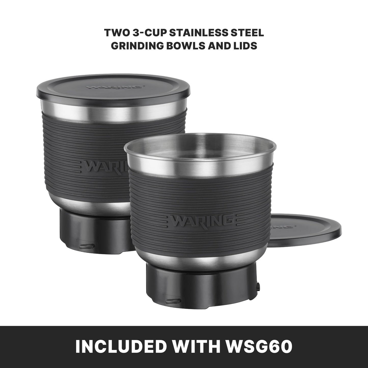 Waring Commercial Electric Spice Grinder, 3-Cup Capacity, Stainless Steel Blades, Dry & Wet, Spices, Pastes, Sauces, Whipped Cream, Herb blends, WSG60