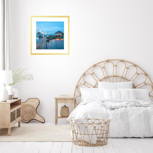 JCJMY 22x22 Gold Picture Frame - Display 18x18 Photos with Mat or 22x22 Without Mat | Shatter-Resistant Plexiglass