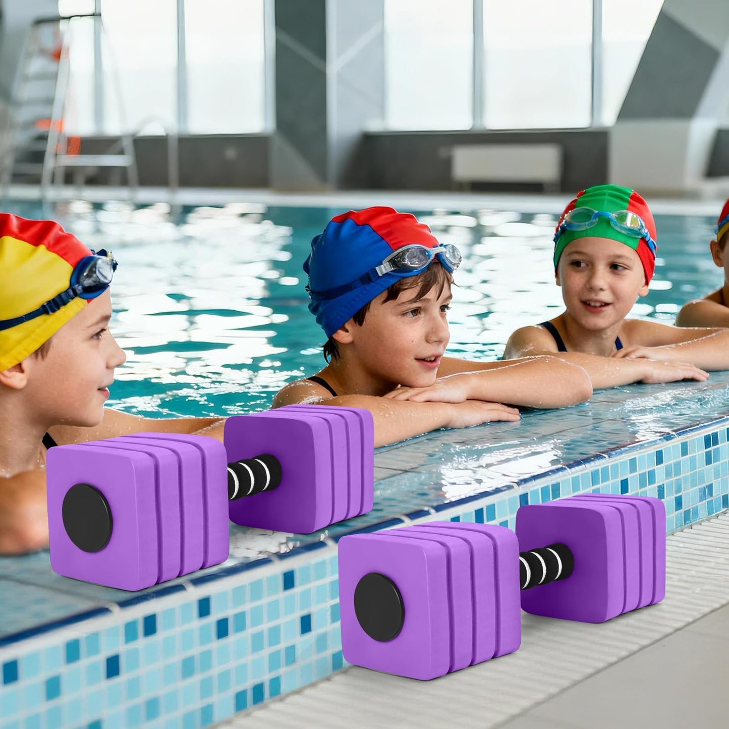 Aquatic Exercise Dumbbells, 2PCS Foam Water Weights, Aerobic Exercise Fitness Equipment Dumbbell, Dumbbells Set for Water Aerobics Weight Loss, Pool Fitness, Underwater Exercise (Dark Purple)