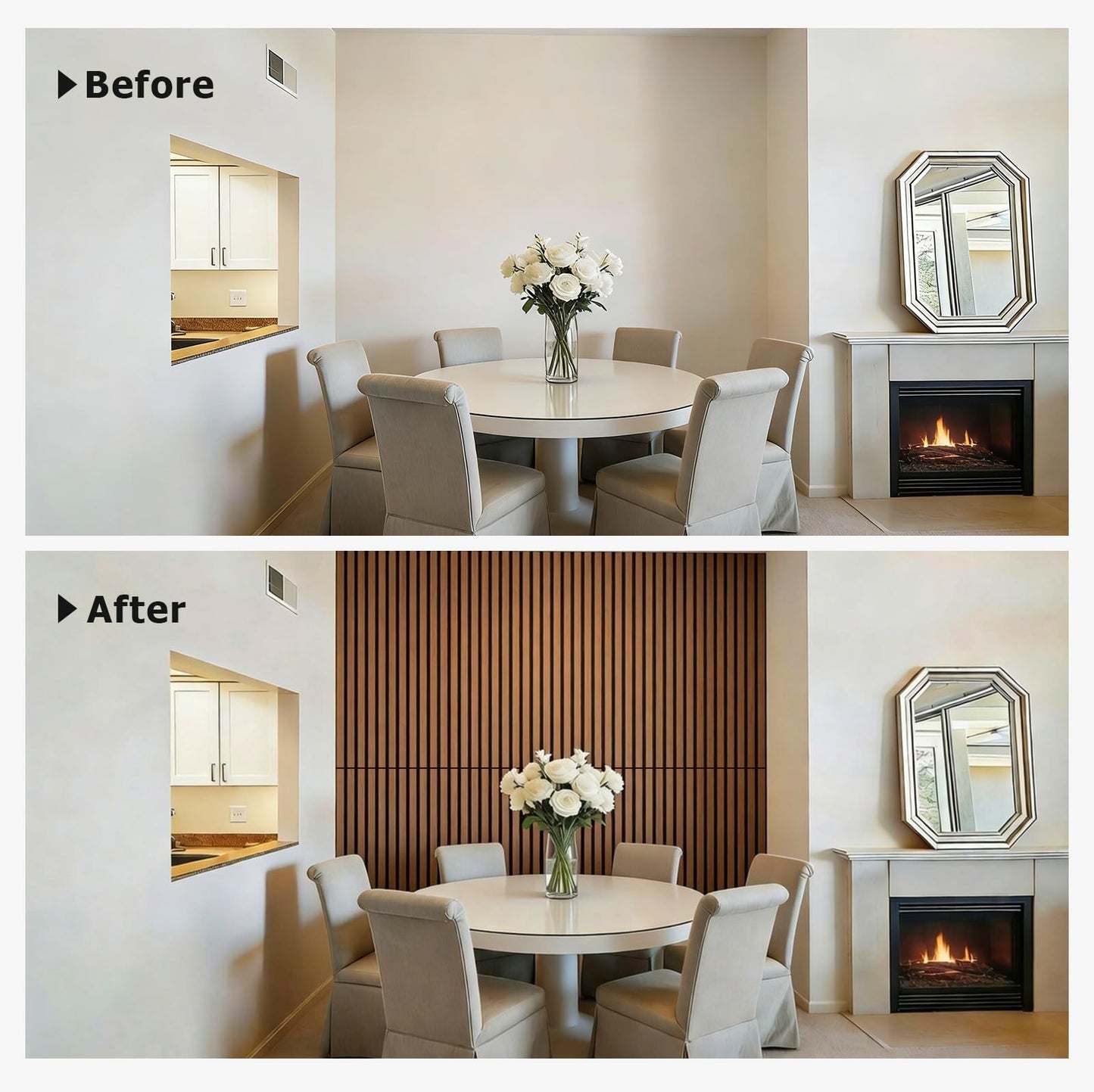 Wood Slat Wall Panels - 4 Pack 47.2" × 23.6" - Acoustic Panels Noise Reduction for Home Office Studio, 3D Fluted Sound Dampening Absorbing Panels, Walnut