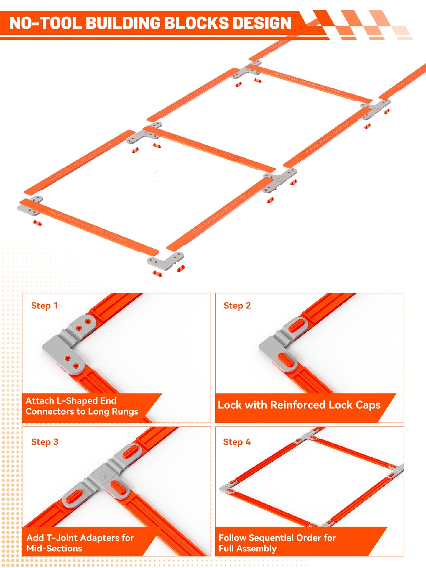 TONTATTA Tangle-Free Agility Ladder for Kids/Athletic – Multi-Use Speed Training Ladder for Footwork Drills/Football/Soccer/Boxing - Agility Equipment for Workout/Exercise/Fitness – 10 Rung