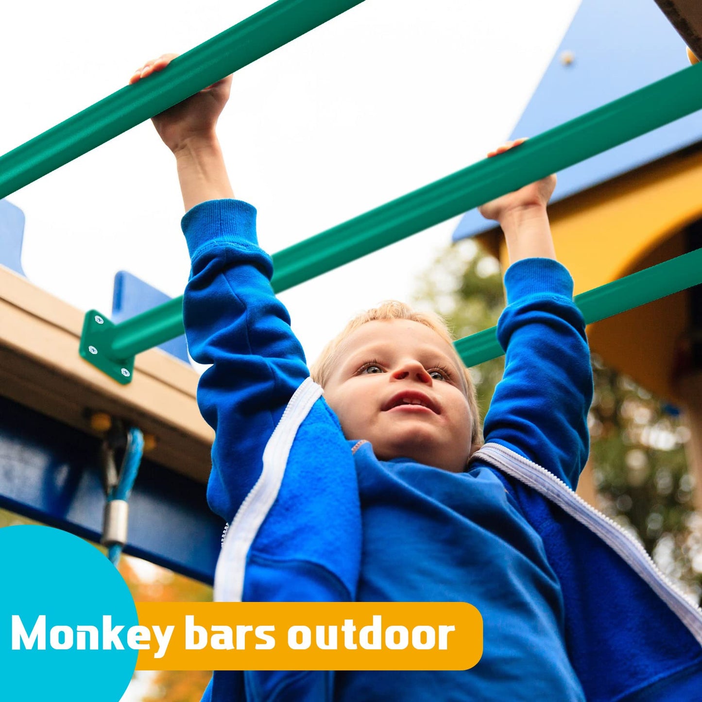 Dunzy 6 Pack 16.5 Inch Monkey Bars Playground Ladder Rungs Monkey Bar Kit Playground Accessories Ladder Rungs Swing Set Grab Handles for Kids Backyard Outdoor Indoor Jungle Climbing(16.5 Inch,Green)