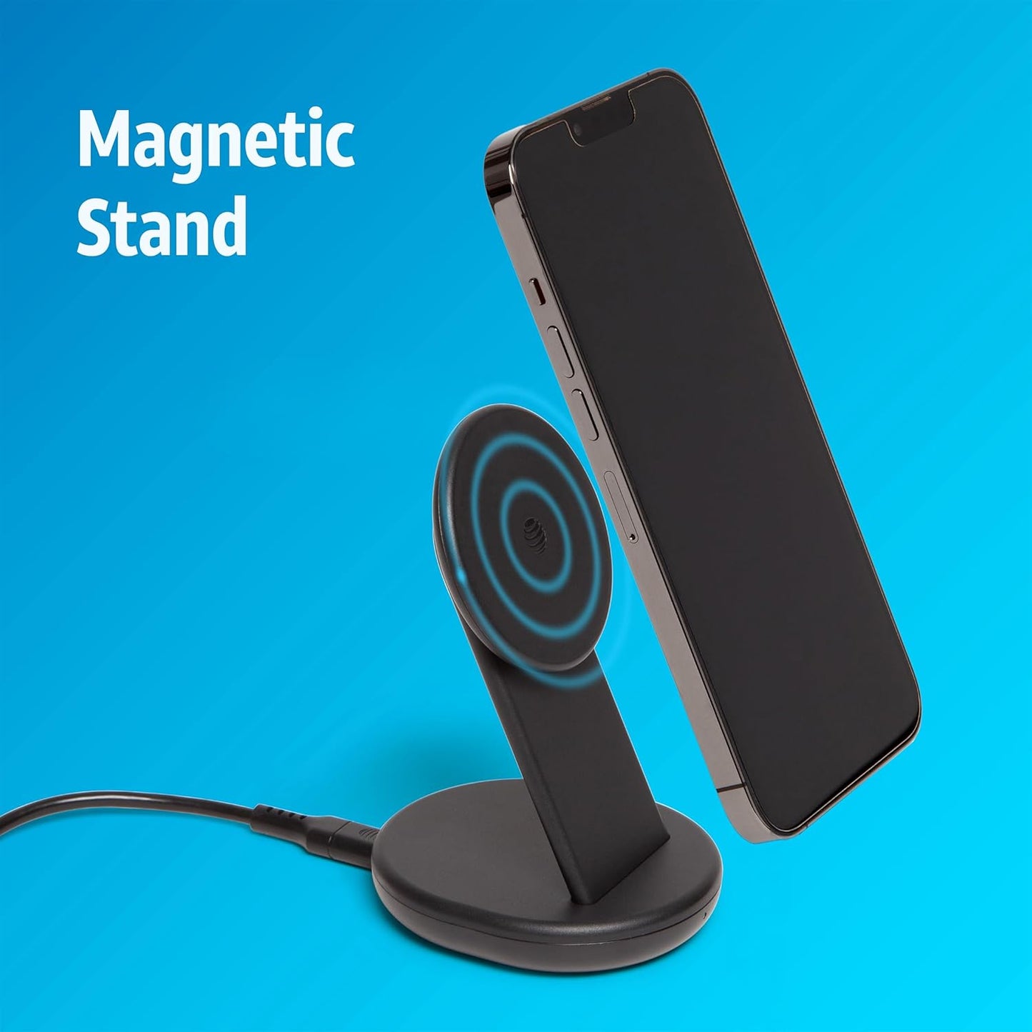 AT&T 15W Wireless Charging Stand USB-C PD Fast Charger with Magnetic Snap-On Alignment, Portrait/Landscape Viewing