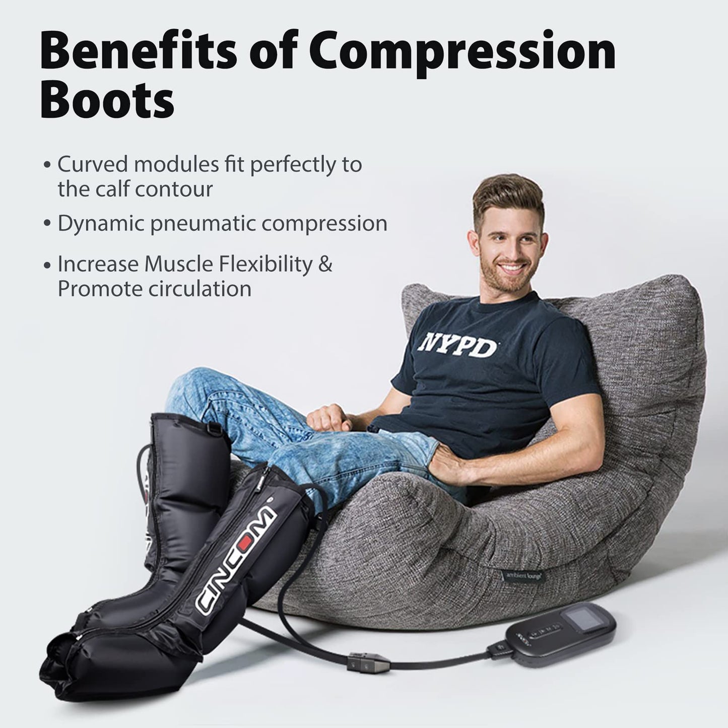 CINCOM Leg Massager, Air Compression Leg Massager for Circulation and Pain Relief, Leg Compression Boots for Athletes Men Women Recovery, Ideal for Relaxation Reduce Swelling