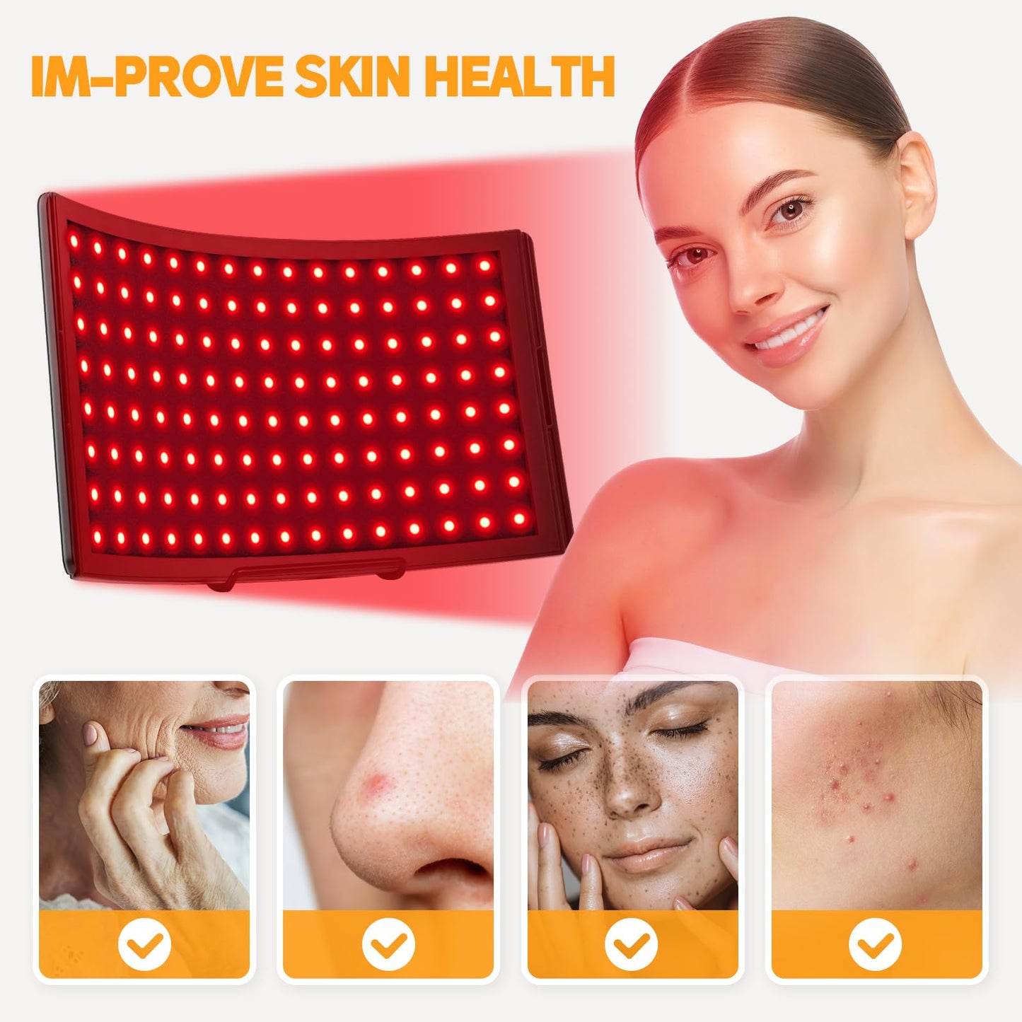Red Light Therapy for Face,Infrared Red Light Therapy Lamp for Body,Red Light Panel for Back Device Skin Care at Home Muscles,Joints