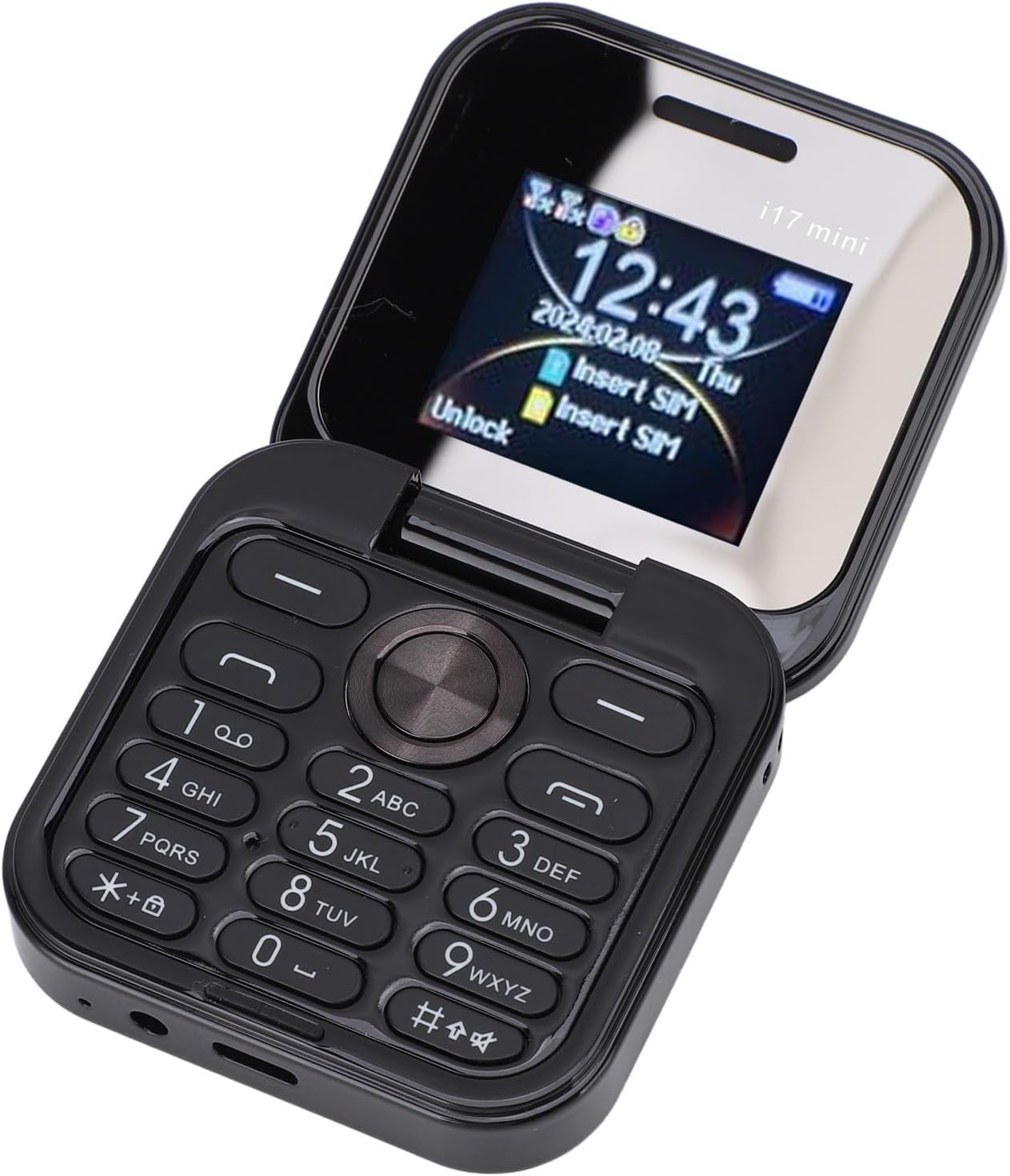 Brrnoo Flip Small Cell Phone Dual Nano SIM Media Player HD Rear Camera LED Flashlight GSM Network Seniors (Black)