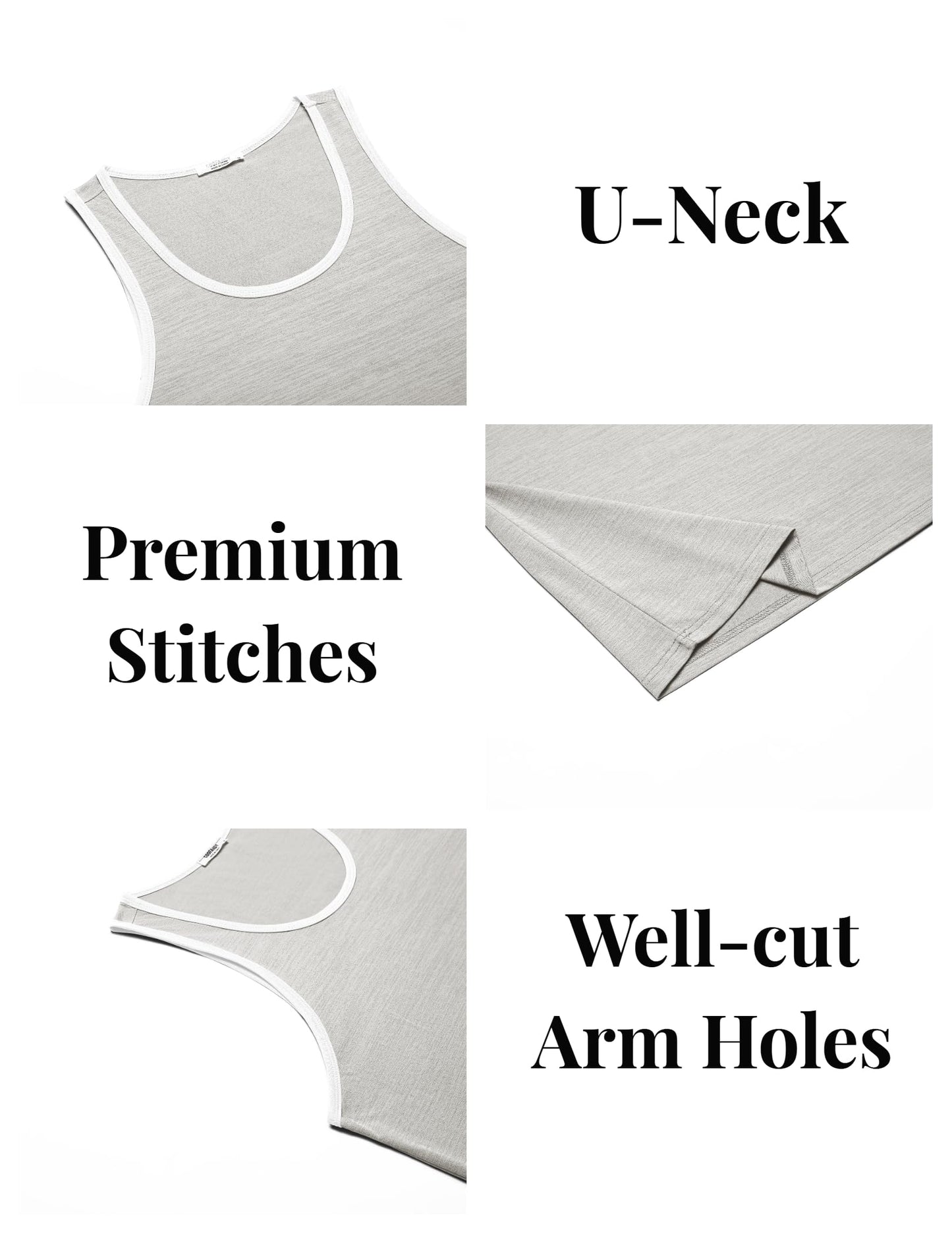 COOFANDY Men's Workout Tank Tops 3 Pack Sleeveless Gym Muscle Tee Bodybuilding Fitness T Shirts Black/White/Grey Large